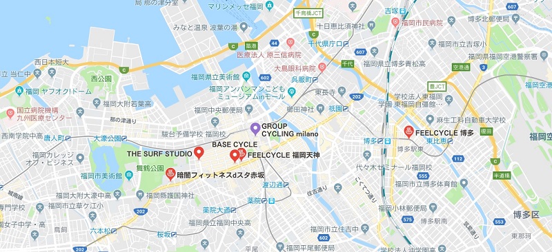 福岡の暗闇フィットネスマップ